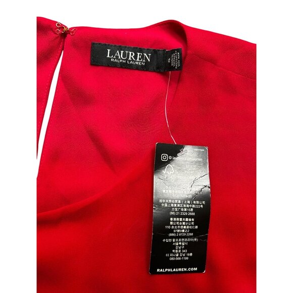 RALPH LAUREN BLACK LABEL Red Tiered Dress Eco Fabric Luxe Cocktail Look Sz 12 - Picture 6 of 9